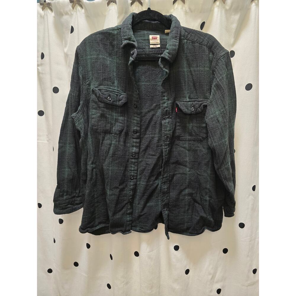 Levi's green plaid shacket relaxed fit flannel button down size large